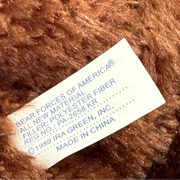 Bear Forces of America TEDDY BEAR Plush Vintage 1989 Brown Tan Stuffed Animal - Picture 9 of 9